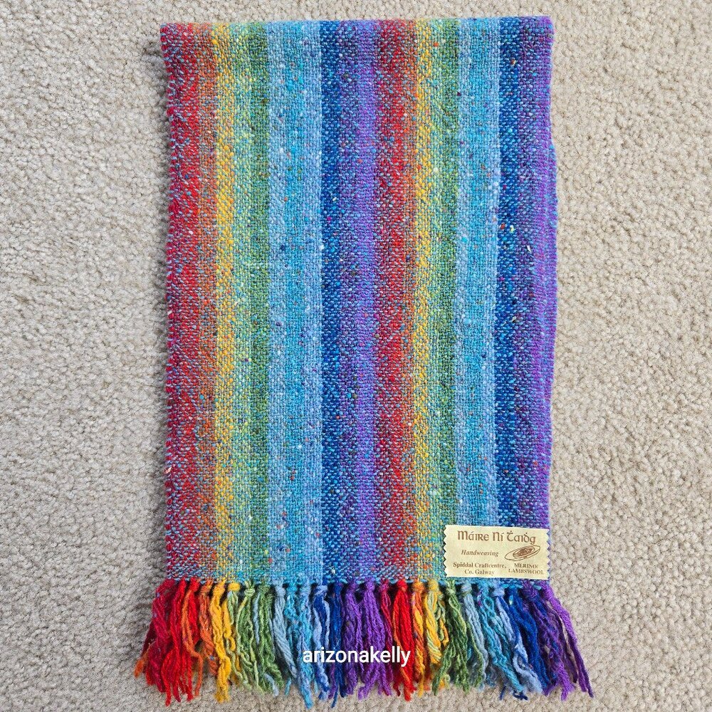 NWOT Handwoven Merino Wool Colorful Stripe Scarf Ireland
